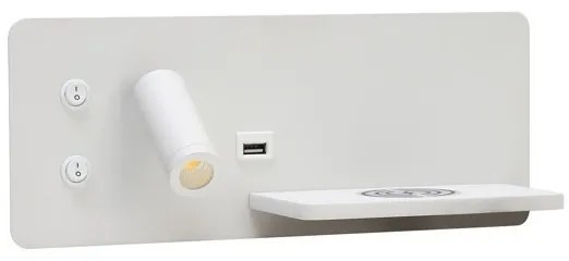 Immax 08285L-LED fali lámpa polccal, USB és vezeték nélküli töltővel, LED/3W/230