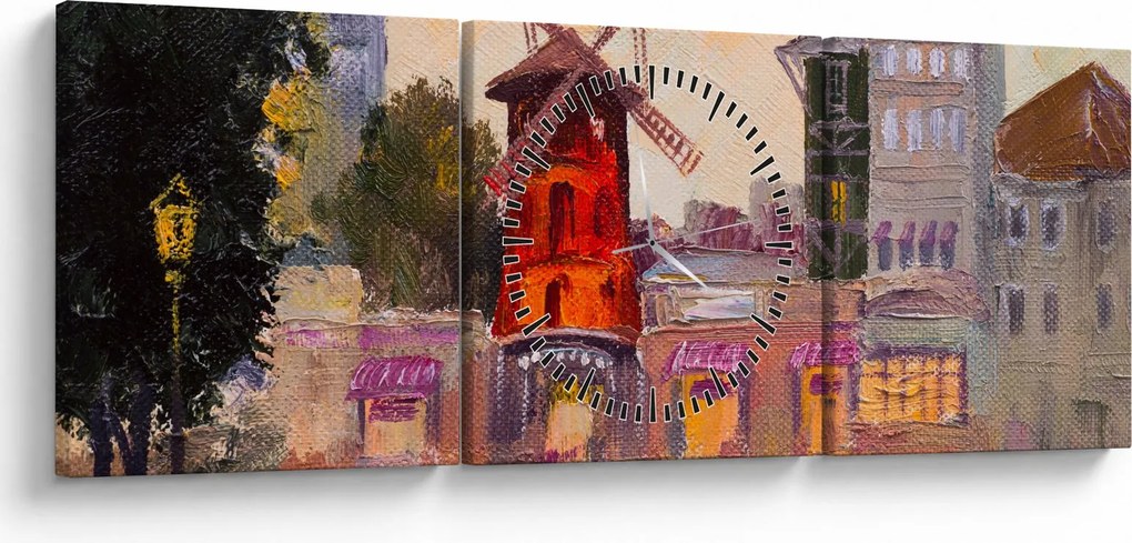 Kép - Moulin rouge, Párizs, Franciaország (órával) (90x30 cm)