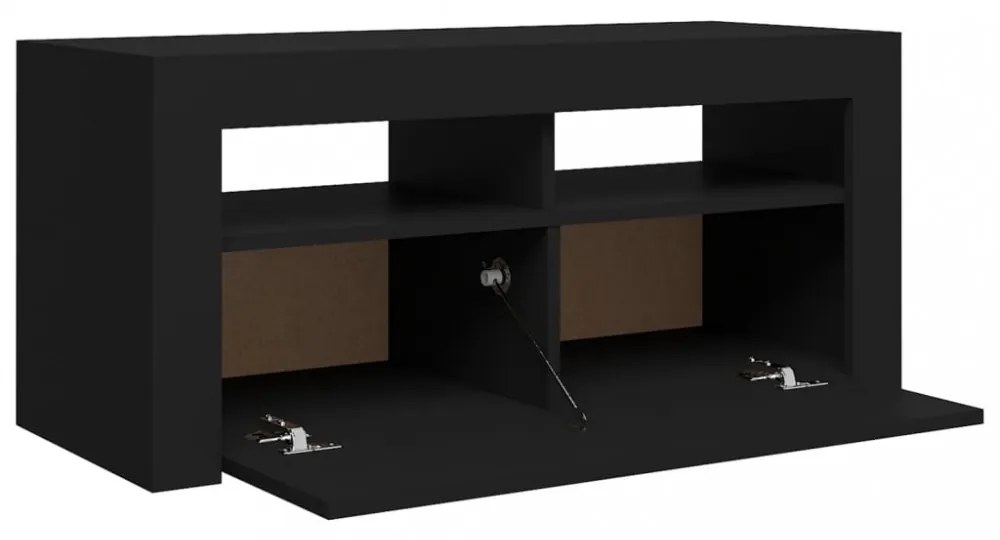 fekete TV-szekrény LED-világítással 90x35x40 cm