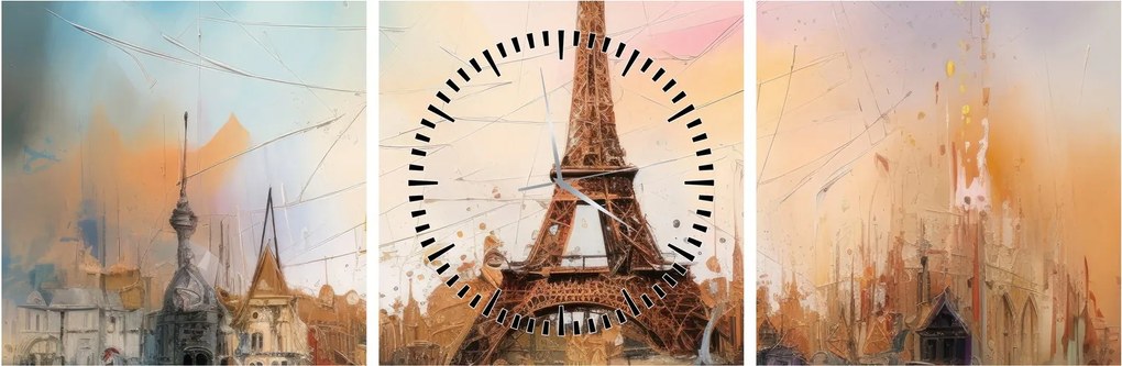 Kép - Az Eiffel-torony festménye (órával) (90x30 cm)