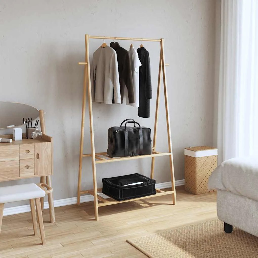 bambusz ruhaállvány polcokkal 96 x 45,5 x 150,5 cm