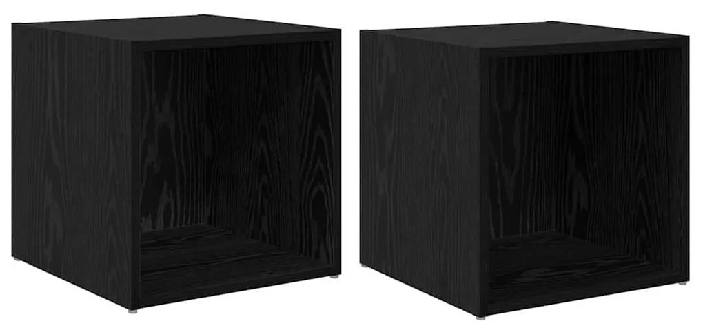 TV szekrény 2 pcs Fekete 37 x 35 x 37 cm Faanyag