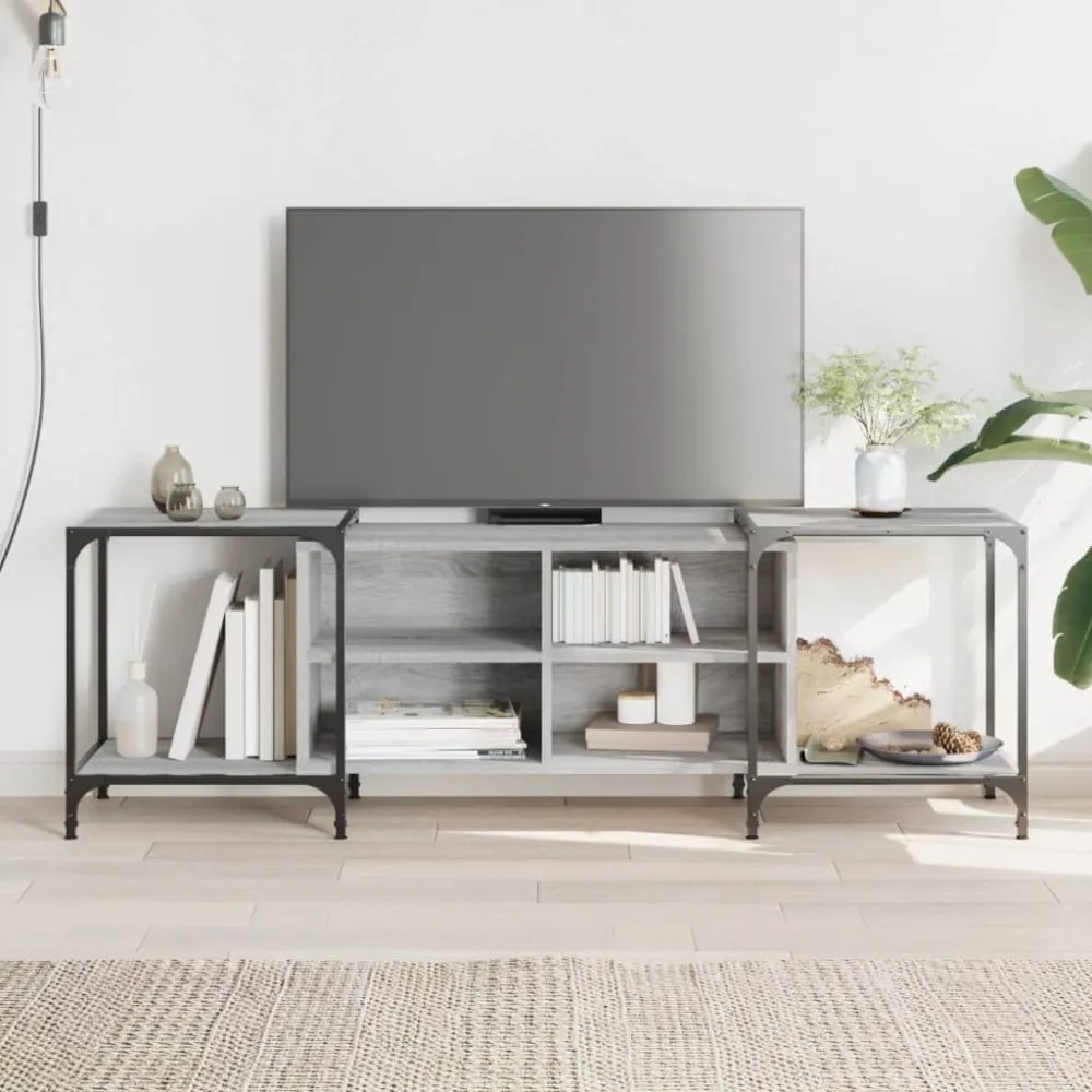 szürke sonoma színű szerelt fa TV-szekrény 153 x 37 x 50 cm