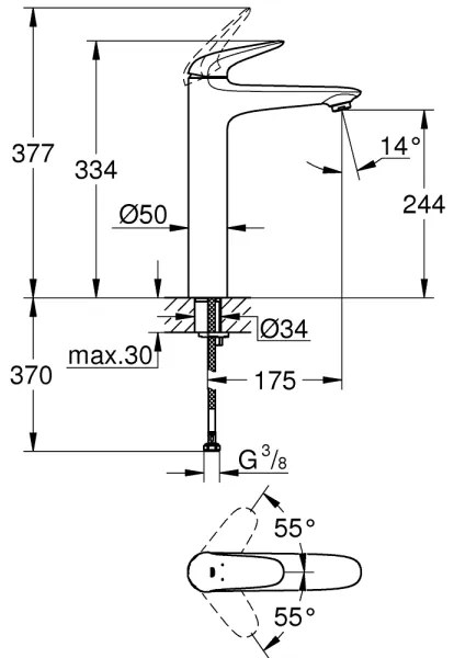 GROHE 23719003 - Mosdócsaptelep EUROSTYLE XL fényes króm