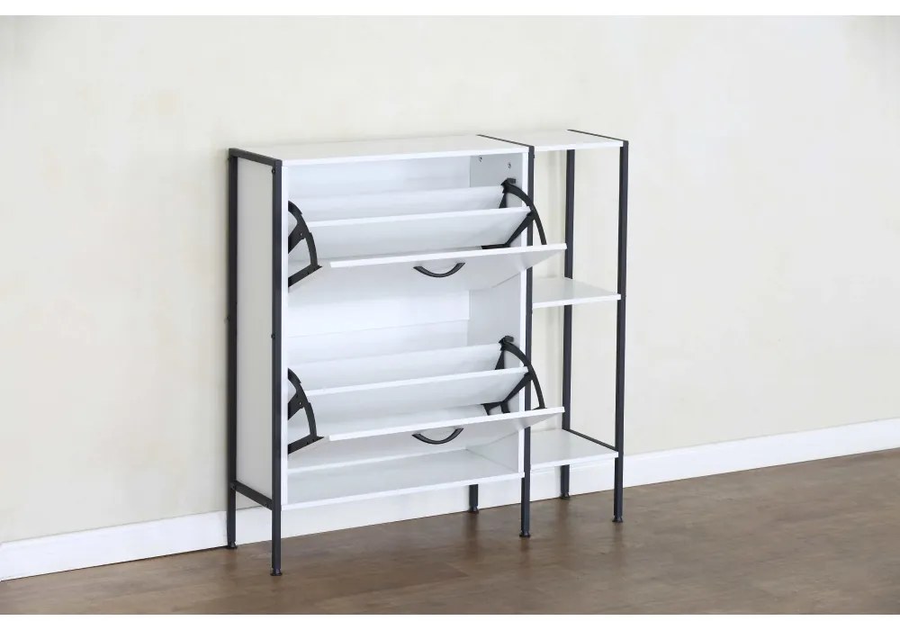 SOVIO cipőtartó, 2 polcos, fehér