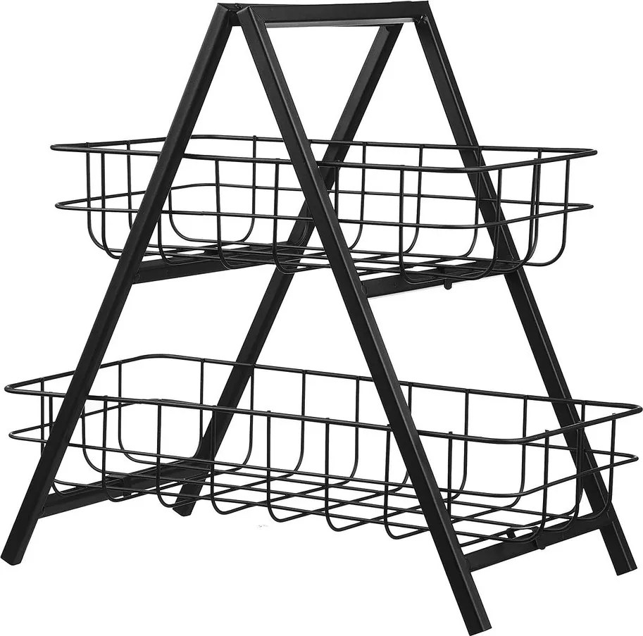 GRID két emeletes fém tároló, fekete 33 cm