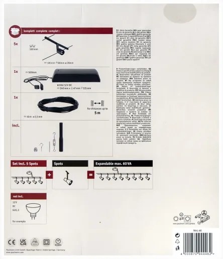 Paulmann 94446 - 5x GU5,3/10W SALT spotlámpa, 230V, fekete