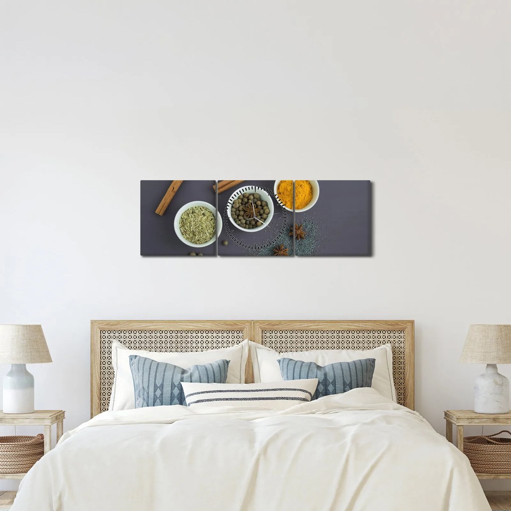 Kép - fűszerek (órával) (90x30 cm)