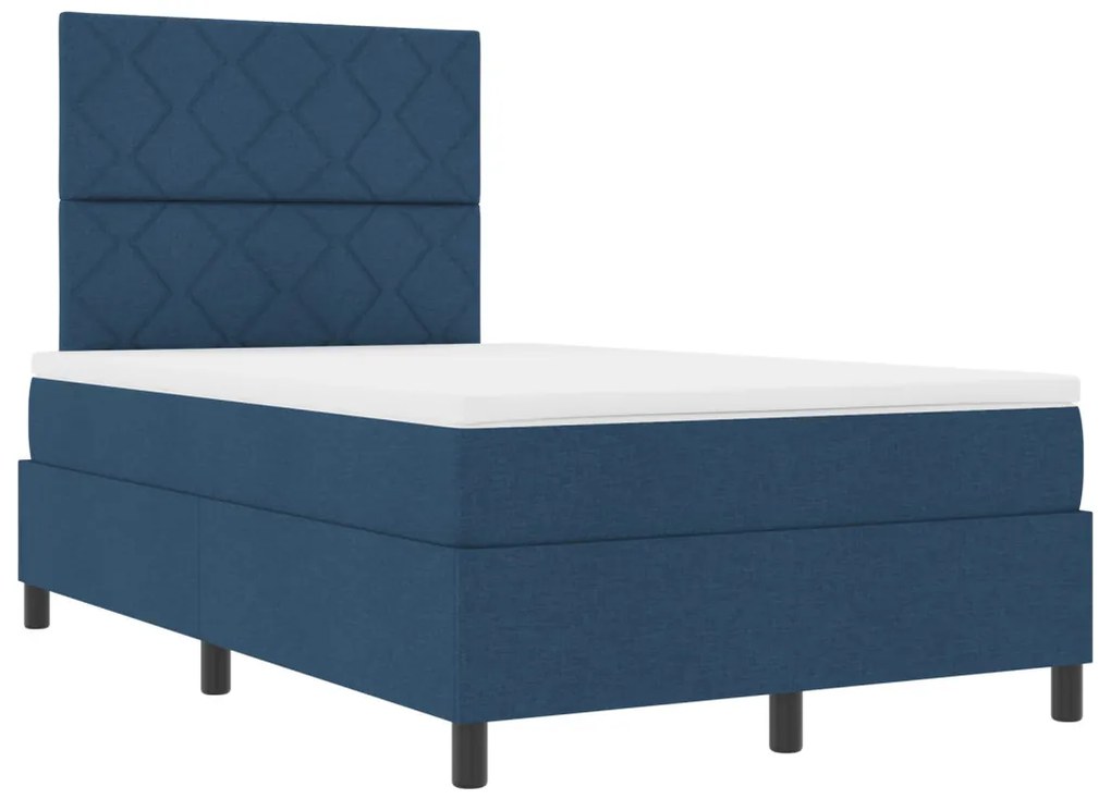 Boxspring Ágy Matraccal Kék Kisméretű Dupla Szövet