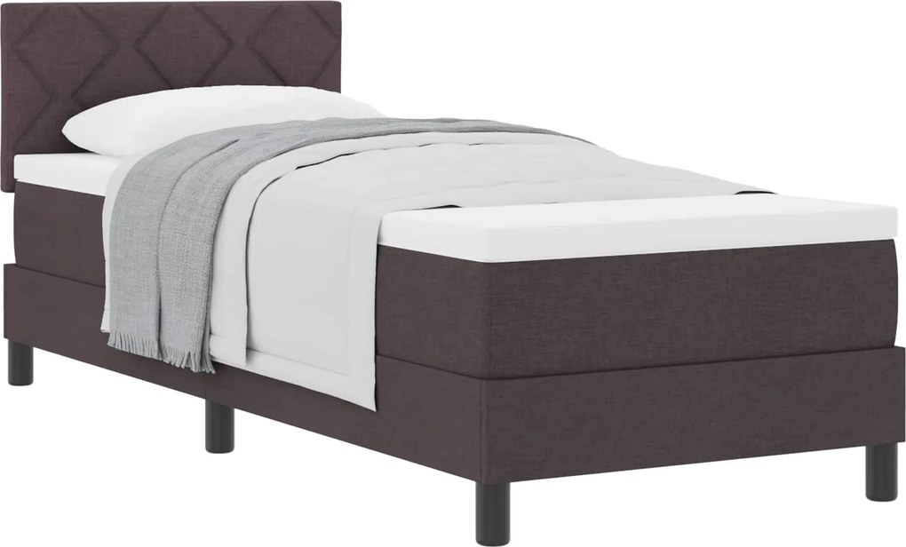vidaXL Boxrugós ágy matracmal Sötét Barna 80 x 200 cm szövet