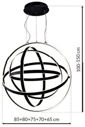 LED Csillár zsinóron COPERNICUS 1xLED/260W/230V fekete