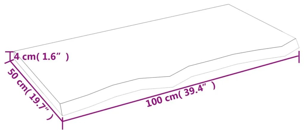 kezeletlen tömör tölgyfa fali polc 100x50x(2-4) cm