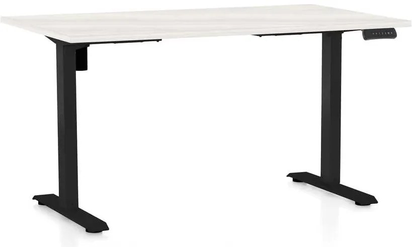 OfficeTech B állítható magasságú asztal, 120 x 80 cm, fekete alap, fehér kőris