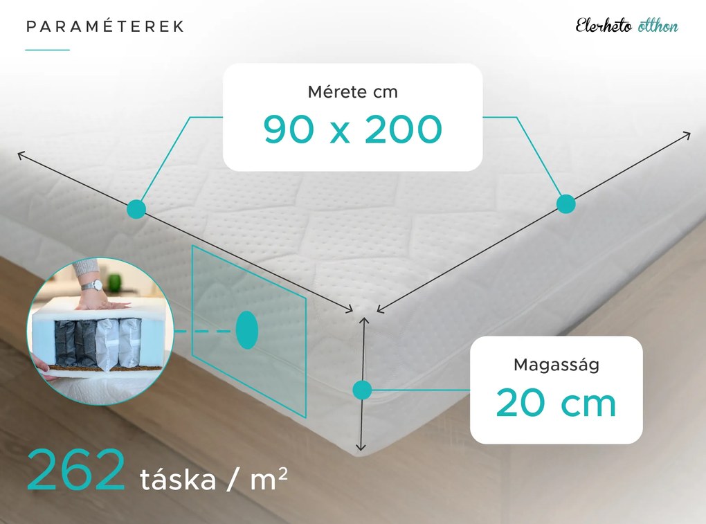 Kókusz matrac COCO MAXI 20 cm 90 x 200 cm Matracvédő: Matracvédő nélkül