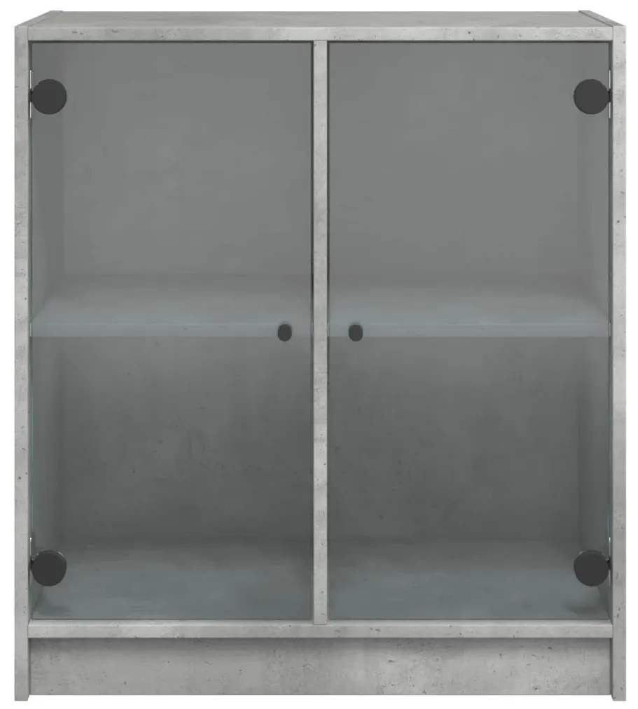 betonszürke kisszekrény üvegajtókkal 68 x 37 x 75,5 cm