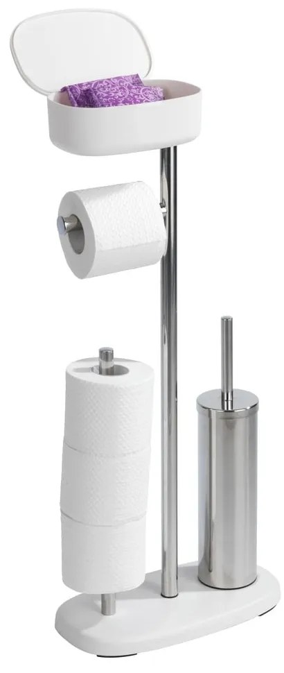 Fehér-ezüstszínű rozsdamentes acél WC-papír tartó állvány tartóval Rivazza – Wenko