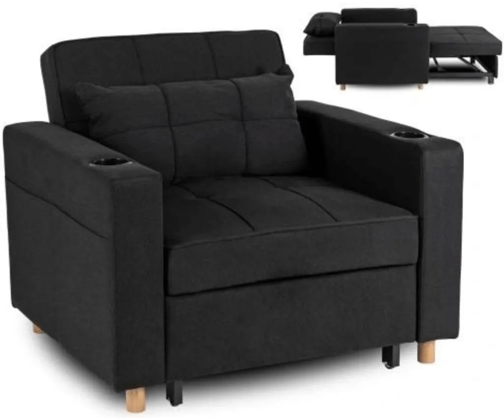 Ágyazható Fotel Fekete Kárpittal. SOLOR