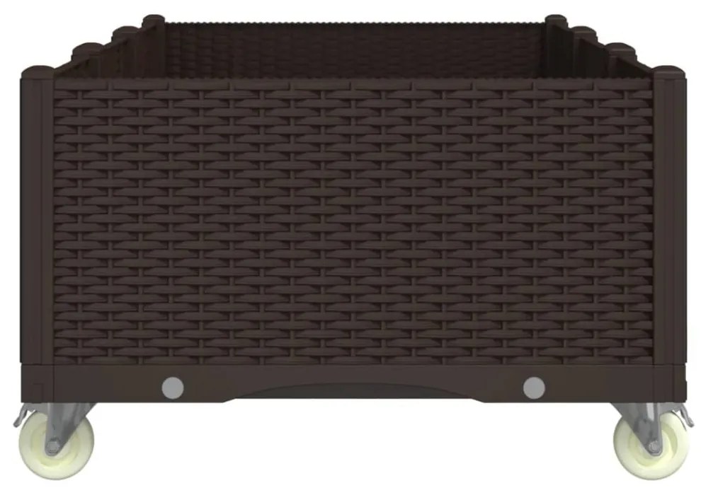 vidaXL barna polipropilén rácsos kerekes ültetőláda 150 x 80 x 54 cm