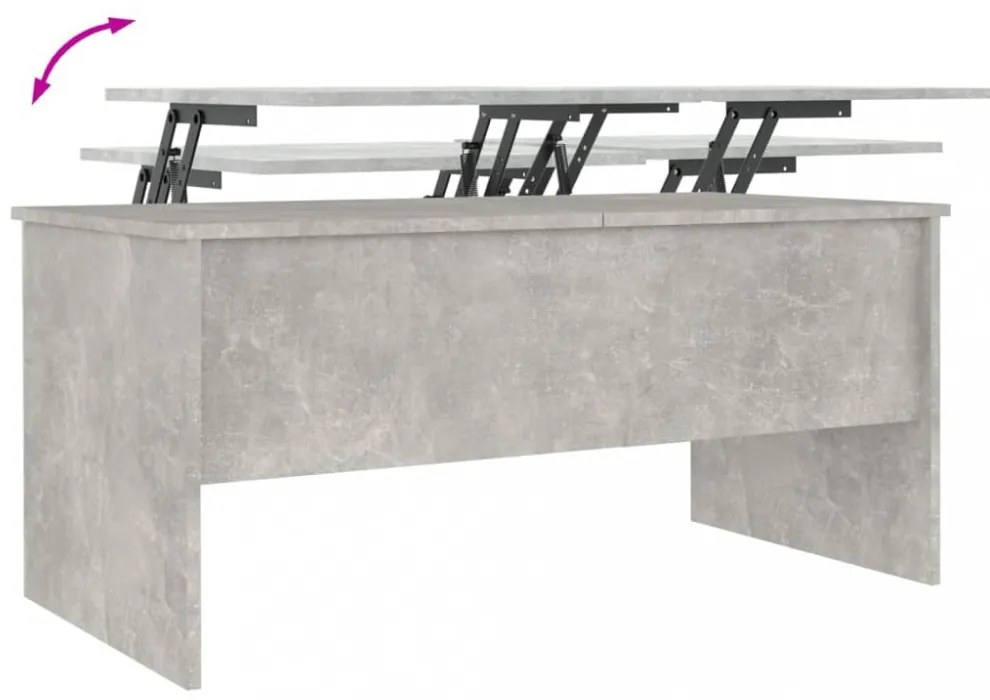 betonszürke szerelt fa dohányzóasztal 102 x 50,5 x 46,5 cm