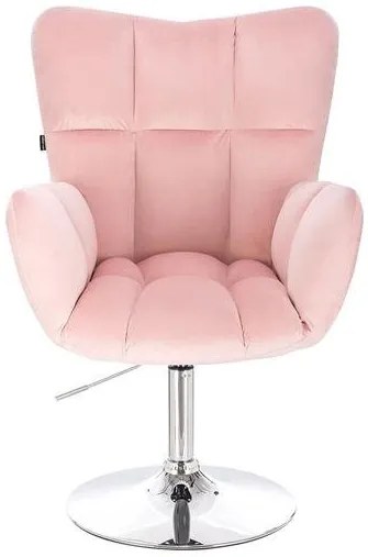 HR650N Púderrózsaszín modern velúr szék krómozott lábbal