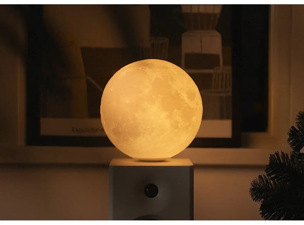 Sötétbarna diófa LED asztali lámpa (magasság 19,5 cm) Smart LunaSpin – Gingko