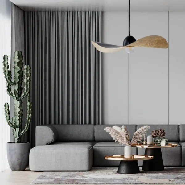 Csillár zsinóron KAPELLO 1xE27/60W/230V átm. 76 cm fekete/arany