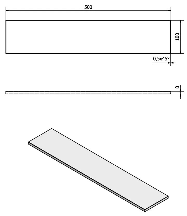 SAPHO 22481 polc 50 x 10 x 0,8 cm , tejüveg