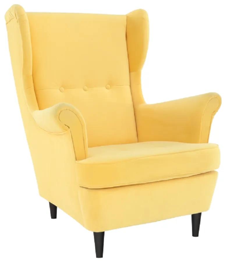 Füles fotel, sárga/wenge, RUFINO