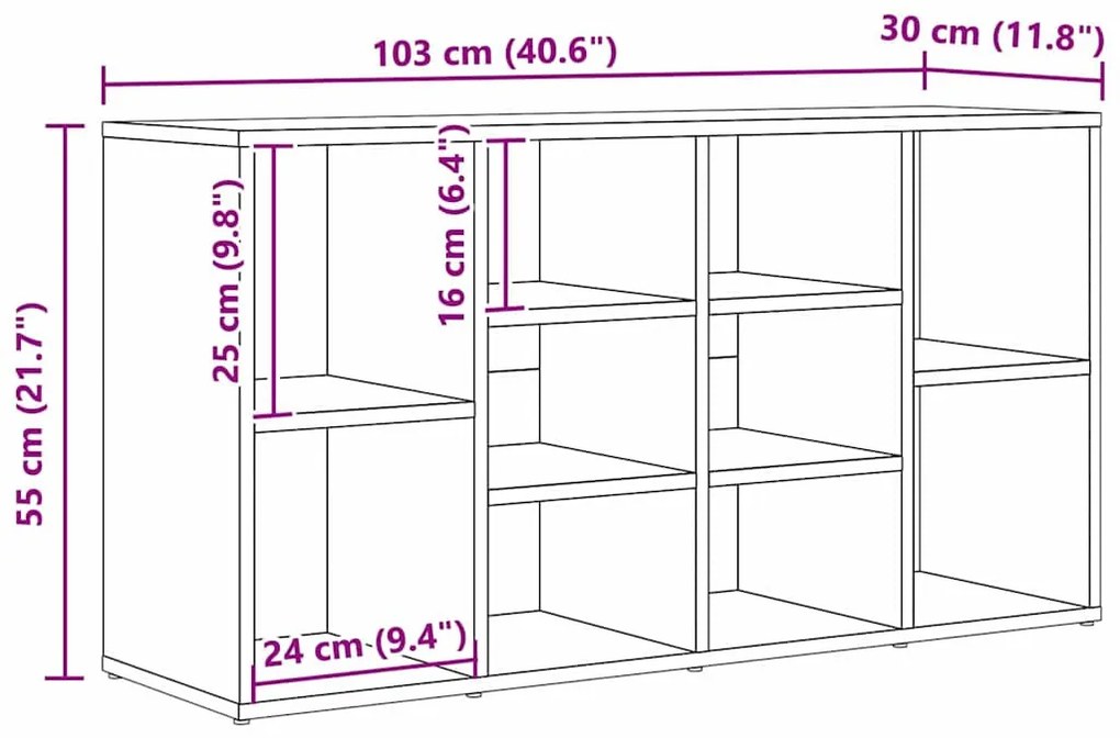 Cipőpad polcokkal kézműves tölgy 103 x 30 x 54.5 cm Faanyag