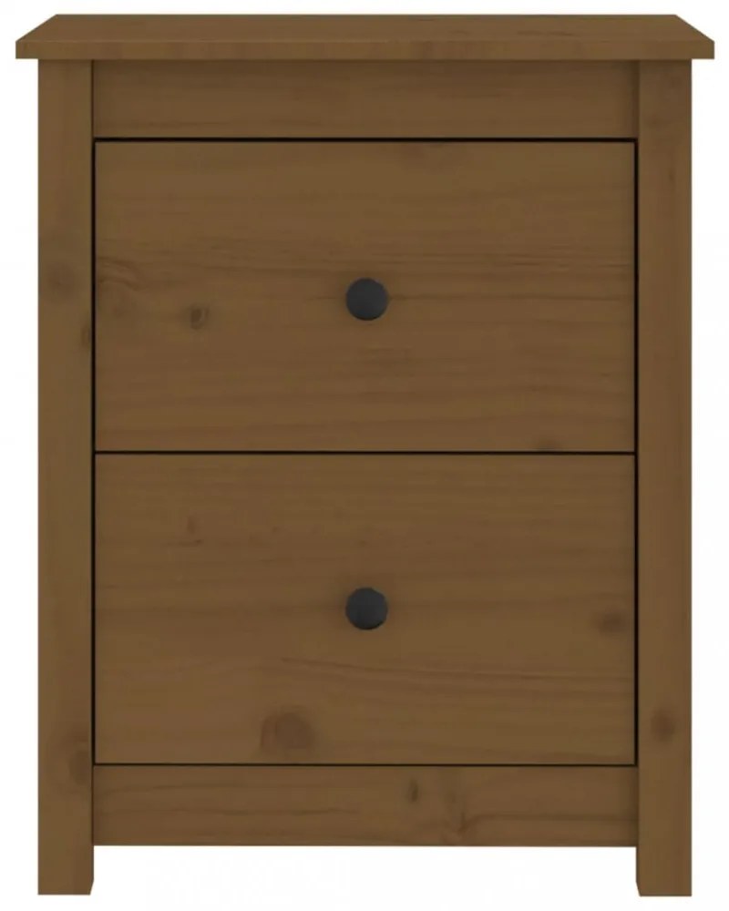 2 darab mézbarna tömör fenyőfa éjjeliszekrény 50x35x61,5 cm