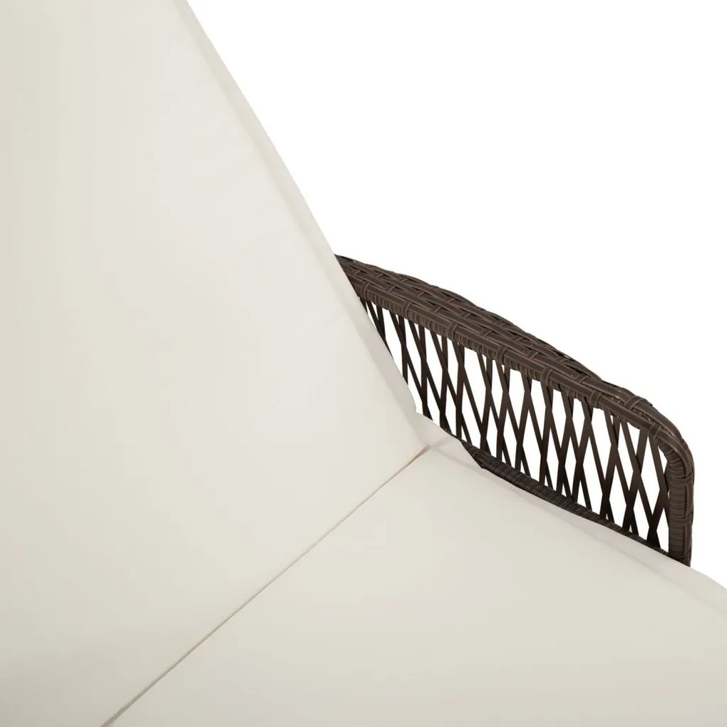 Napágy Barna és krémfehér PE Rattan 157 x 55 x 92 cm