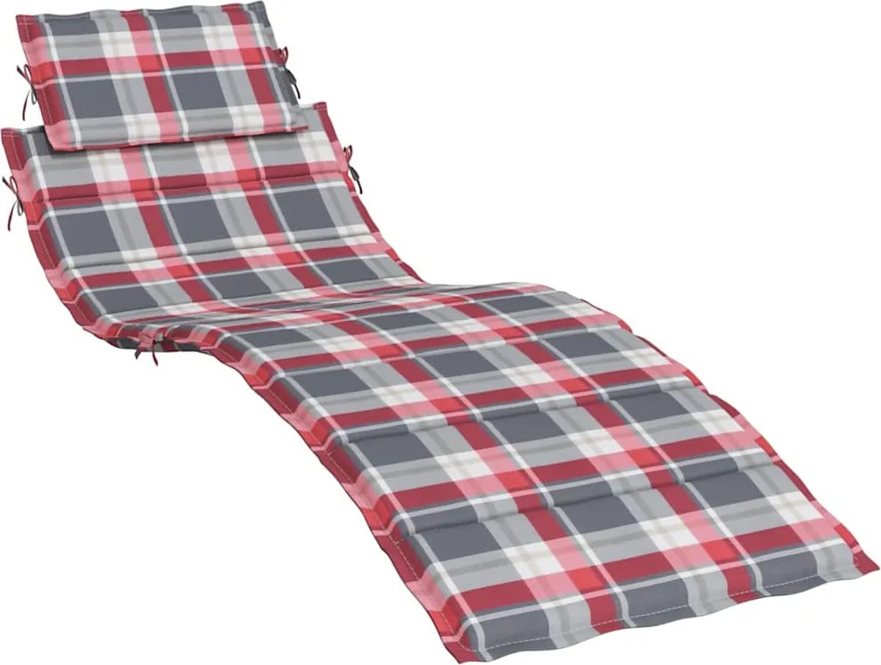 vidaXL piros kockás oxford szövet napozóágy párna 186x58x4 cm