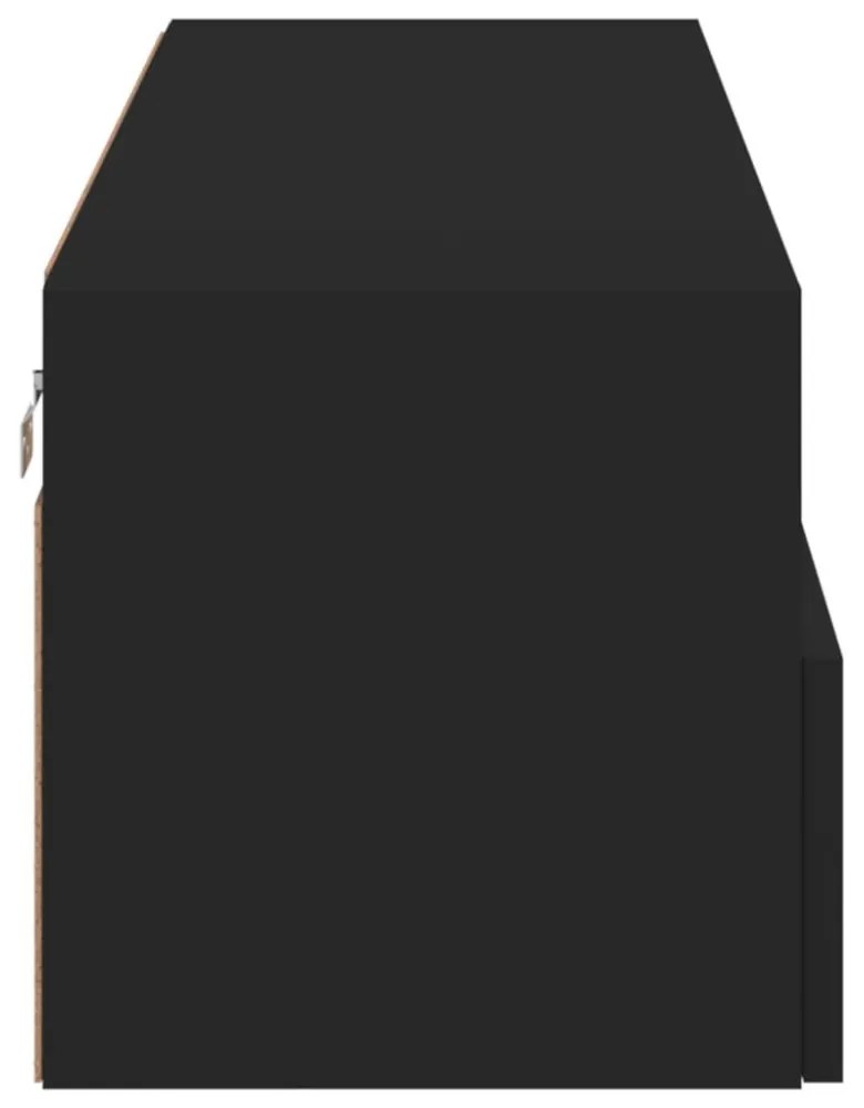 fekete szerelt fa fali TV-szekrény 100 x 30 x 30 cm