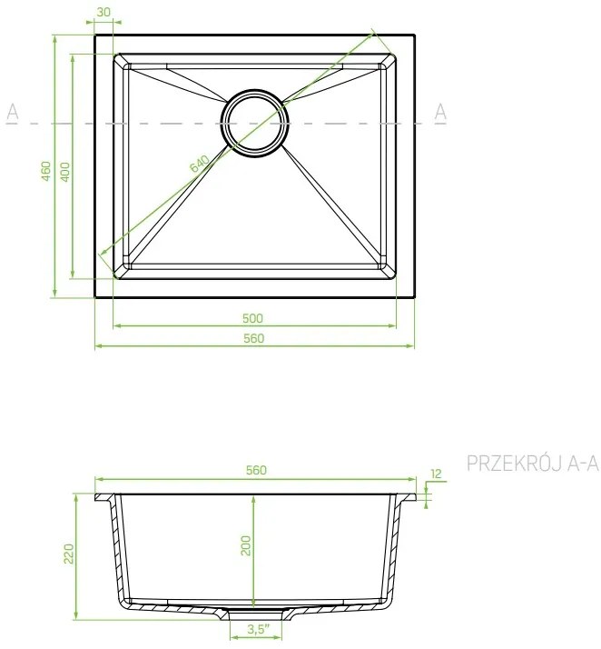 Laveo Ibiza, 1 kamrás gránit mosogató 560x460x220 mm, bézs, LAV-SBI_410U