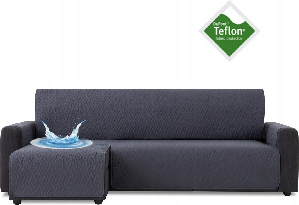 Ágytakaró vízálló kanapé sarokvédő teflon szürke 240 cm bal