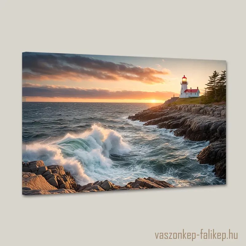 Világítótorony a hullámok felett tájkép – Tengerparti harmónia otthonra 60x40 cm