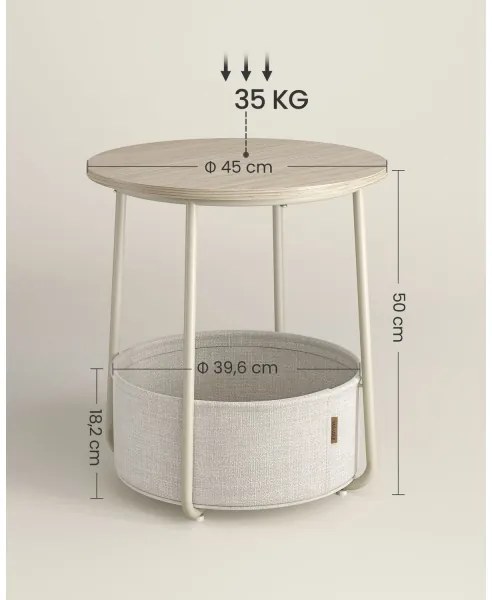 NOIRA kisasztal krémszín/fehér