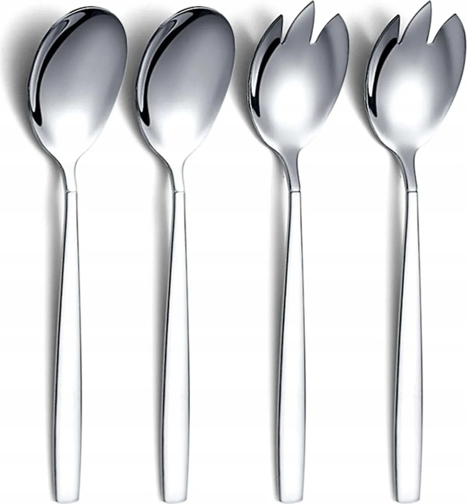 Saláta evőeszköz fém ezüst 4,5x20cm 4db-os szett