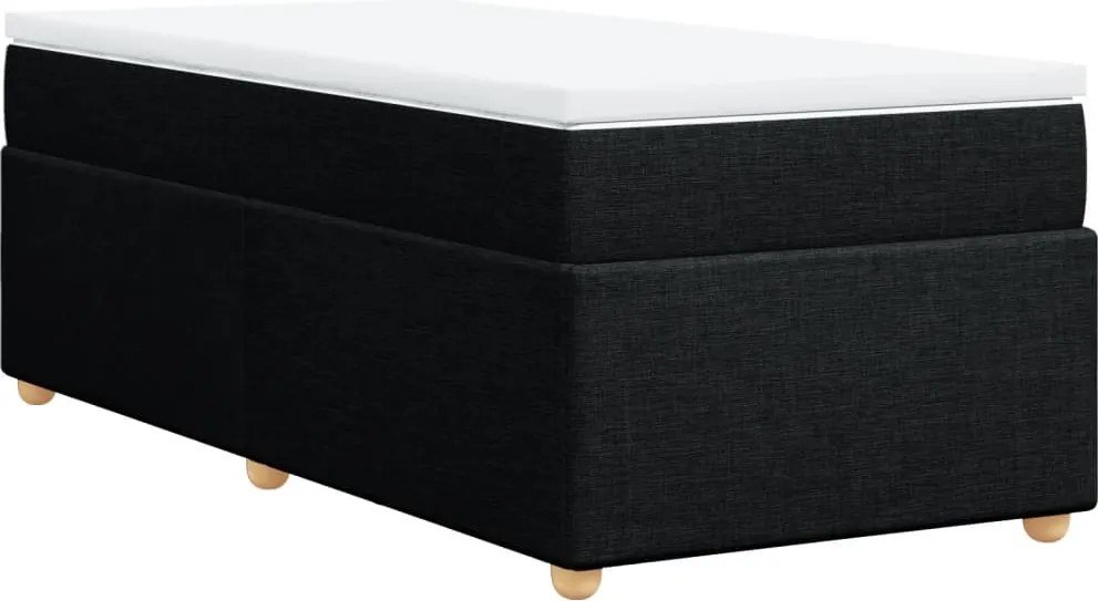 vidaXL fekete szövet rugós ágy matraccal 90x190 cm
