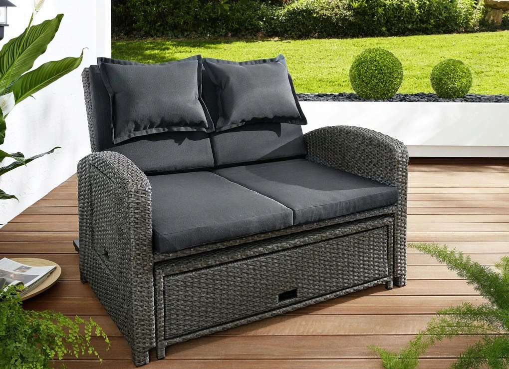 Nizza Kanapé/kerti Napozóágy Garden Pleasure szürke 970373 párnákkal