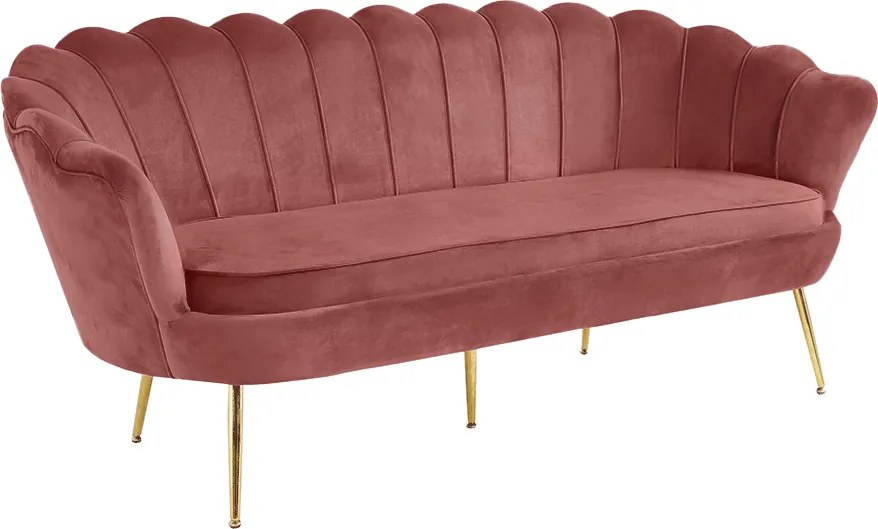 Luxus heverő, 3-as ülés, rózsaszín Velvet szövet/króm arany, Art-deco stílus, NOBLIN