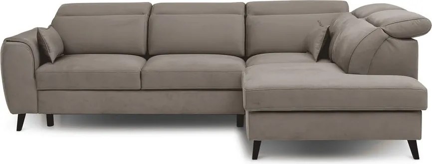 Bézs bársony kinyitható-tárolóhelyes sarokkanapé (jobb oldali-L alakú) Noble – ELTAP