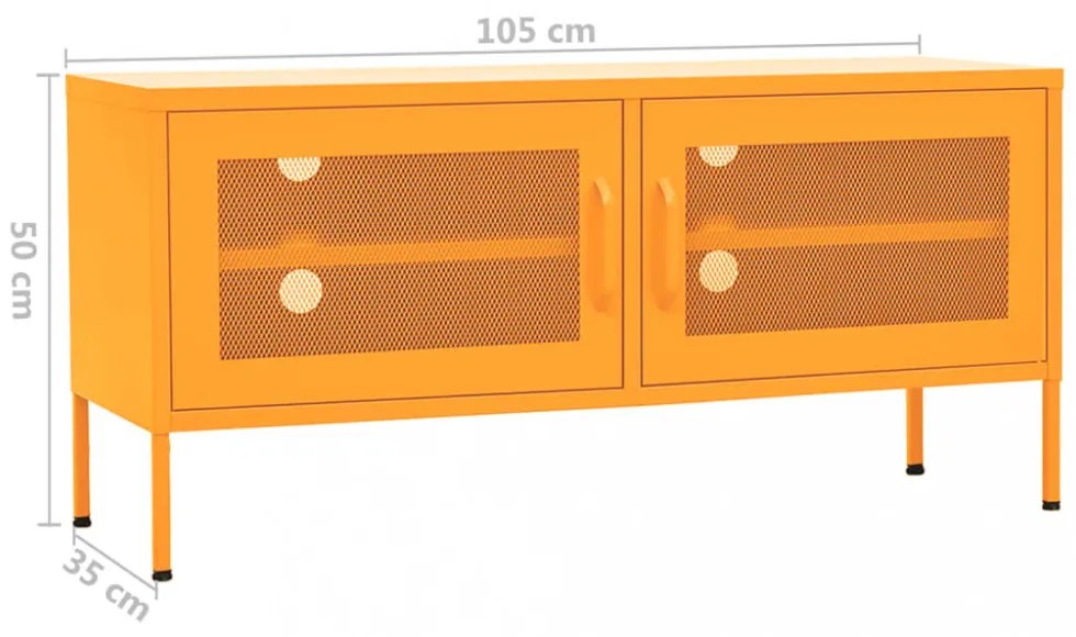 mustársárga acél TV-szekrény 105 x 35 x 50 cm