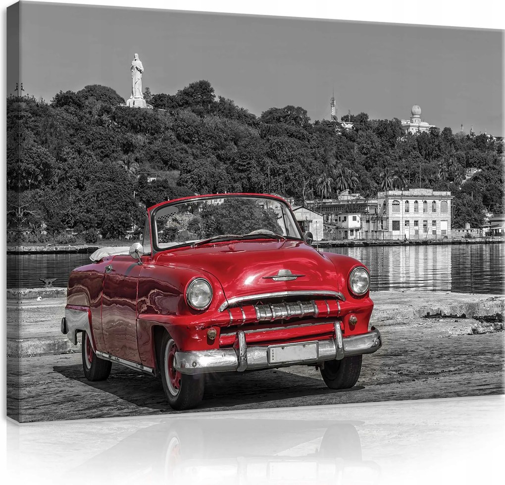Vászonkép 100x75 Piros kabrió klasszikus autó nosztalgia retro