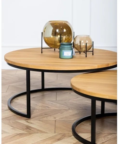 KÉSZLET 2x Kávésasztal OAKLOFT 38x90 cm fekete/tölgy