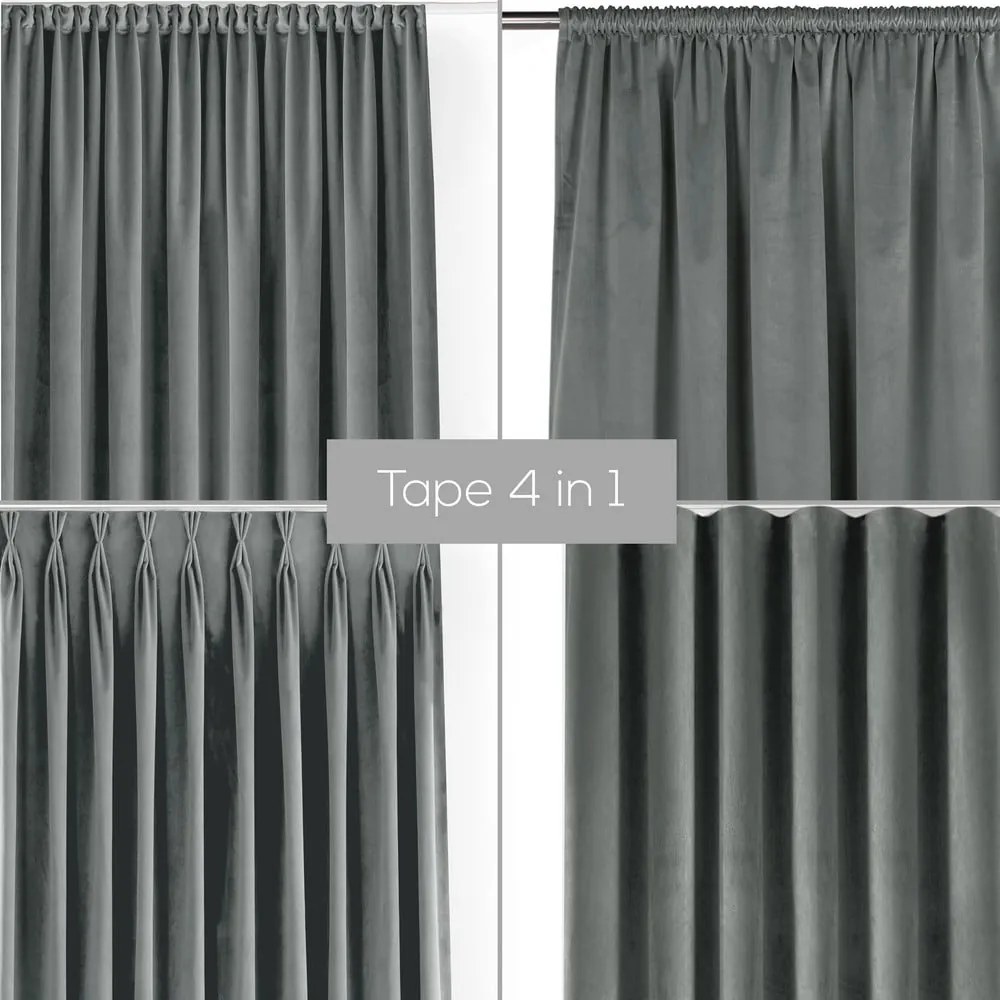 Szürke bársony dimout (részleges sötétítő) függöny 140x270 cm Velto – Filumi