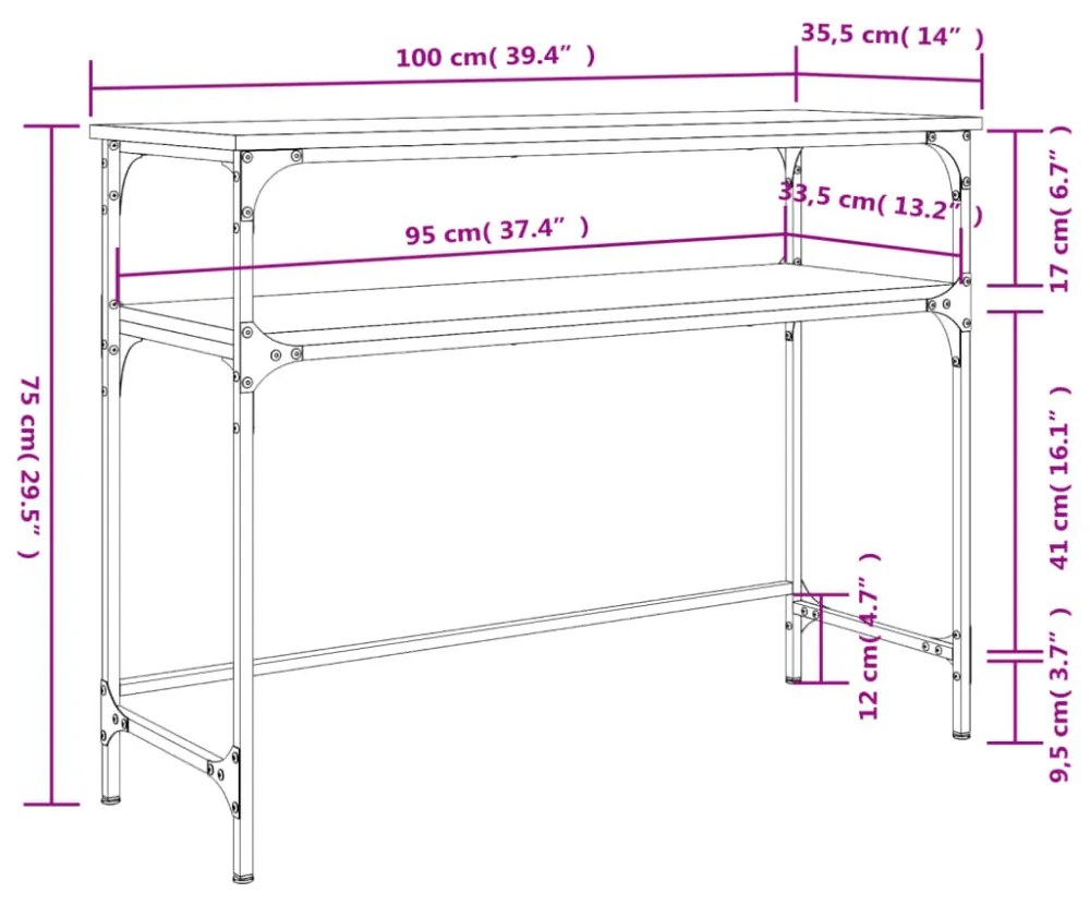 fekete szerelt fa tálalóasztal 100x35,5x75 cm