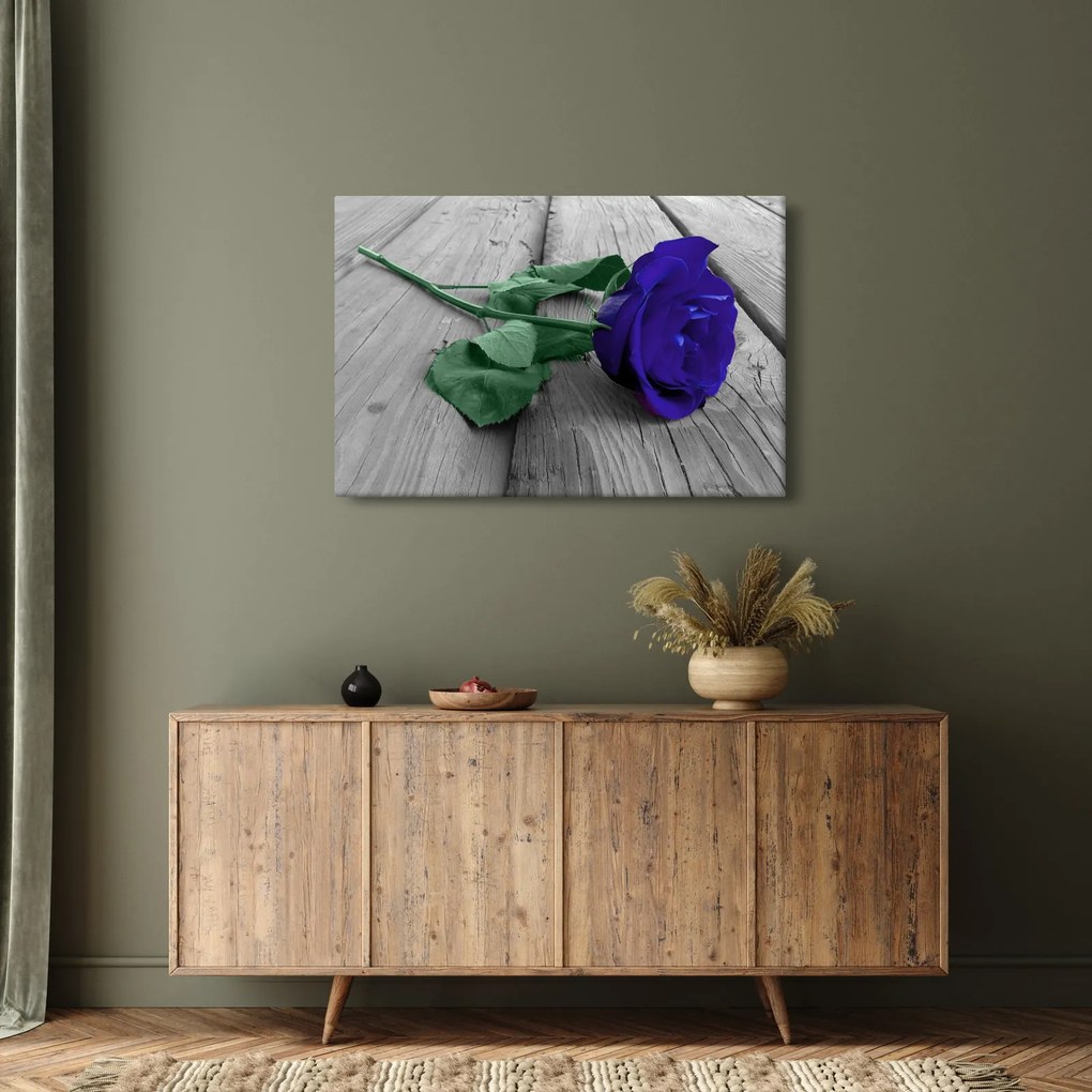 Kép - Kék rózsa zöld szárral (90x60 cm)