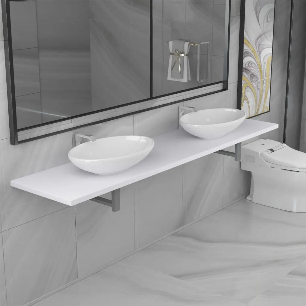 vidaXL 3-részes fehér kerámia fürdőszobai bútorszett