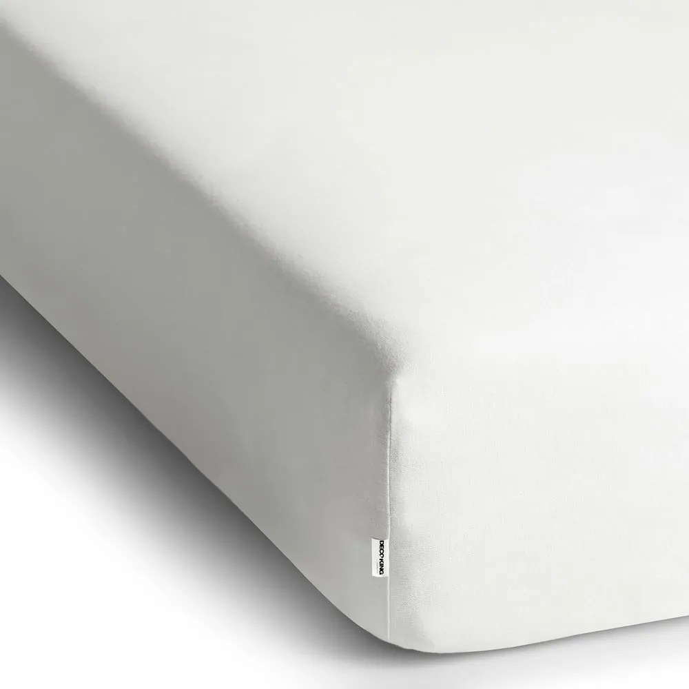 Fehér gumis jersey lepedő 240x200 cm Amber – Restilo
